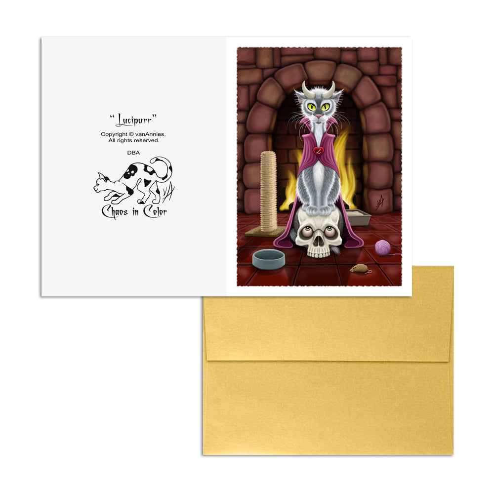 Lucipurr (Cat With Horns) 5x7 Art Card Print