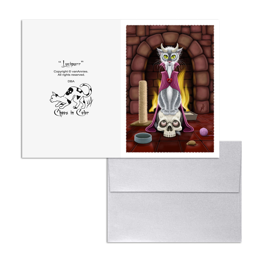 Lucipurr (Cat With Horns) 5x7 Art Card Print