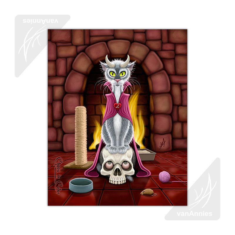 Lucipurr Cat with Horns 11x14 Glossy Print