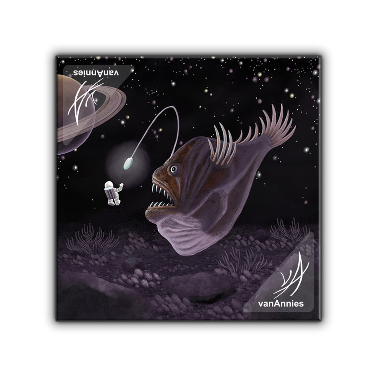 Major Tom and the Outer Space Angler Fish Wrapped Canvas Print