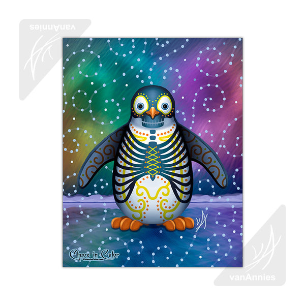 Noche del Pinguino Day of the Dead Penguin 11x14 Glossy