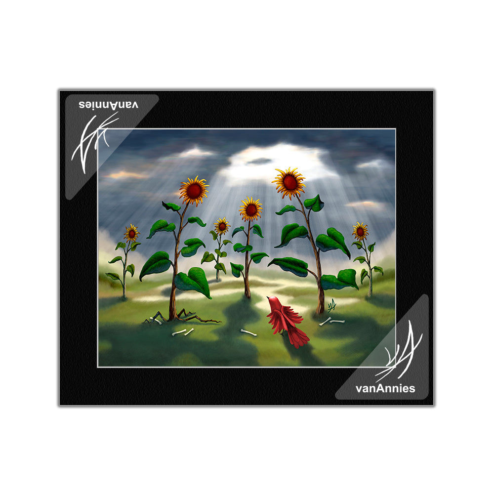 Outnumbered Revenge of the Sunflowers Matted Print