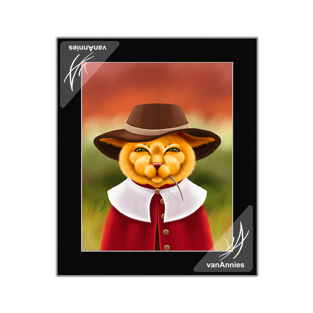 Pilgrim Cat with Thanksgiving Mouse Matted Print