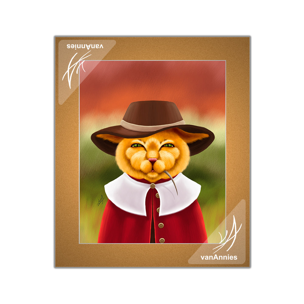 Pilgrim Cat with Thanksgiving Mouse Matted Print
