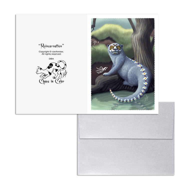 Reincarnation (Dia de los Muertos Otter) 5x7 Art Card Print