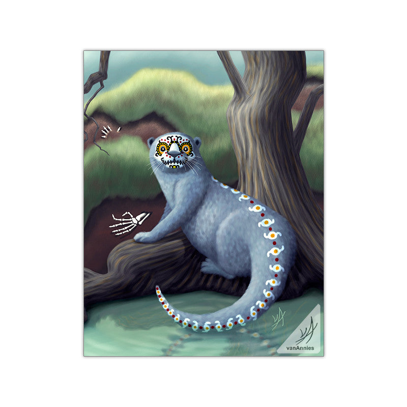 Reincarnation Day of the Dead Otter 11x14 Glossy Print