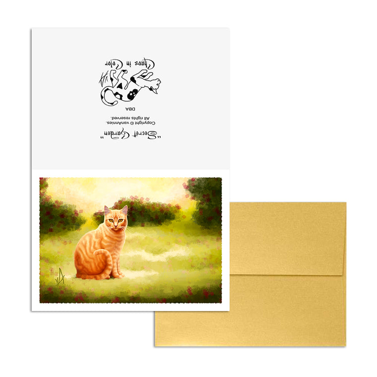 Secret Garden (Cat in Meadow) 5x7 Art Card Print