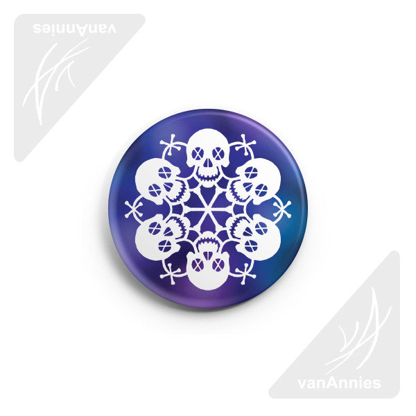 Let It Snow! Skull Snowflake 2.25" Pin-back Button