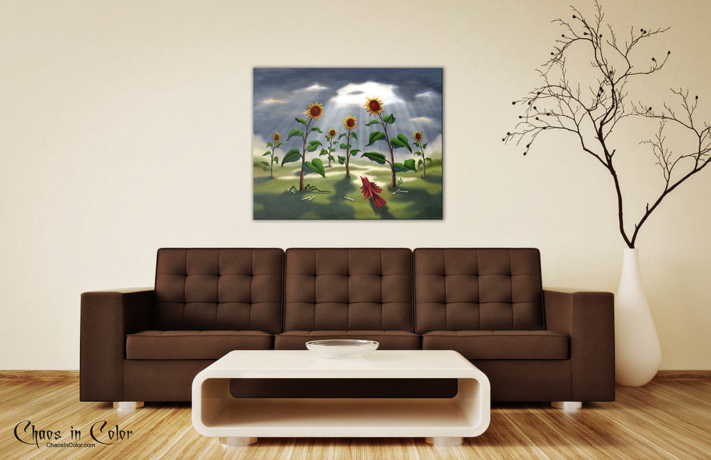 Outnumbered Revenge of the Sunflowers Wrapped Canvas Print - Chaos in Color - 3