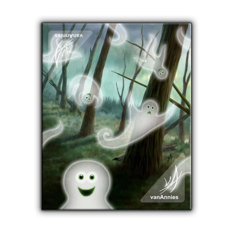 Vorspookum the Happy Halloween Ghosts Wrapped Canvas Print